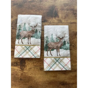 Holiday Christmas  Reindeer Paper Napkins 2 Set 12.9X15.5 NEW
